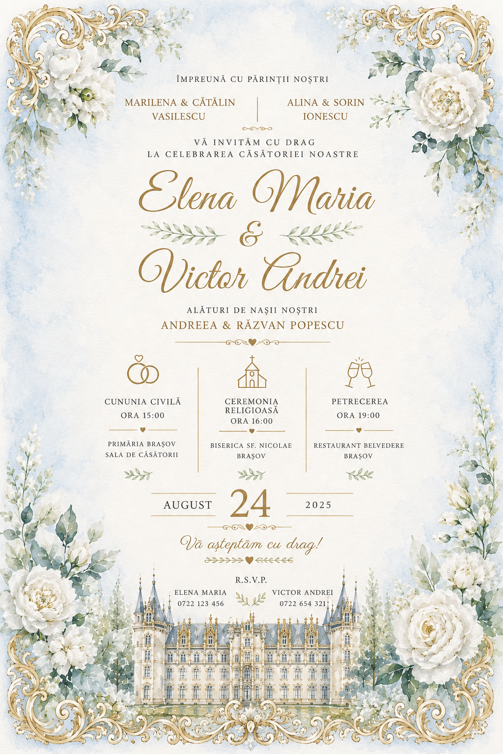 Invitație digitală Royal Éclat — Nuntă