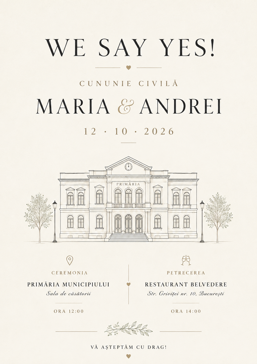 Invitație digitală Modern City Hall — Cununie Civilă